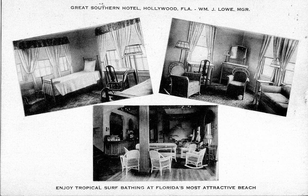 Great Southern Hotel, interior views. 1924-25. Postcard. Courtesy Hollywood Historical Society.Great Southern Hotel, interior views. 1924-25. Postcard. Courtesy Hollywood Historical Society.