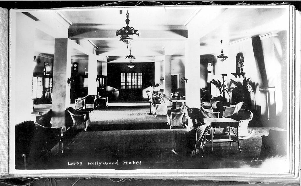 Park View Hotel lobby 1922. Page from a salesman’s book. Courtesy Hollywood Historical Society.